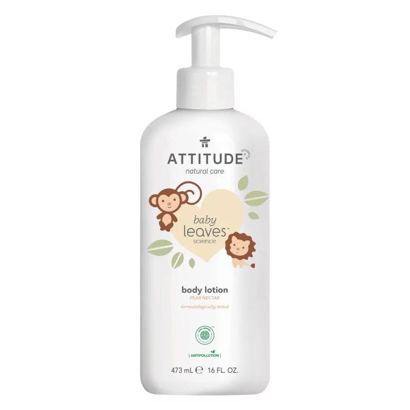 Dětské tělové mléko Baby leaves s vůní hruškové šťávy Attitude - 473 ml