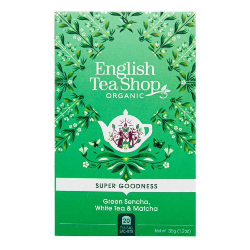 Super Goodness (Zelená sencha, bílý čaj & matcha) English Tea Shop - 35 g, 20 ks