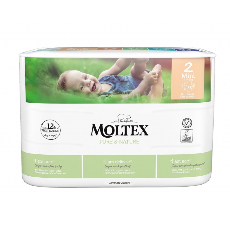 Dětské plenky Mini 3 - 6 kg Pure & Nature Moltex - 38 ks
