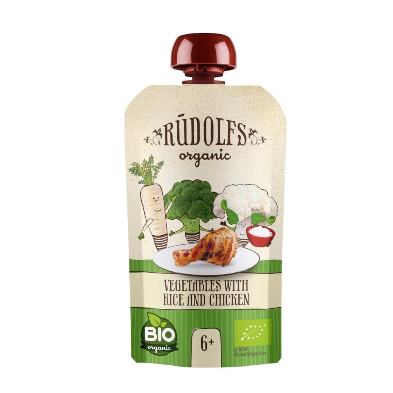 BIO kapsička Zelenina, rýže, kuřecí maso Rudolfs - 110 g