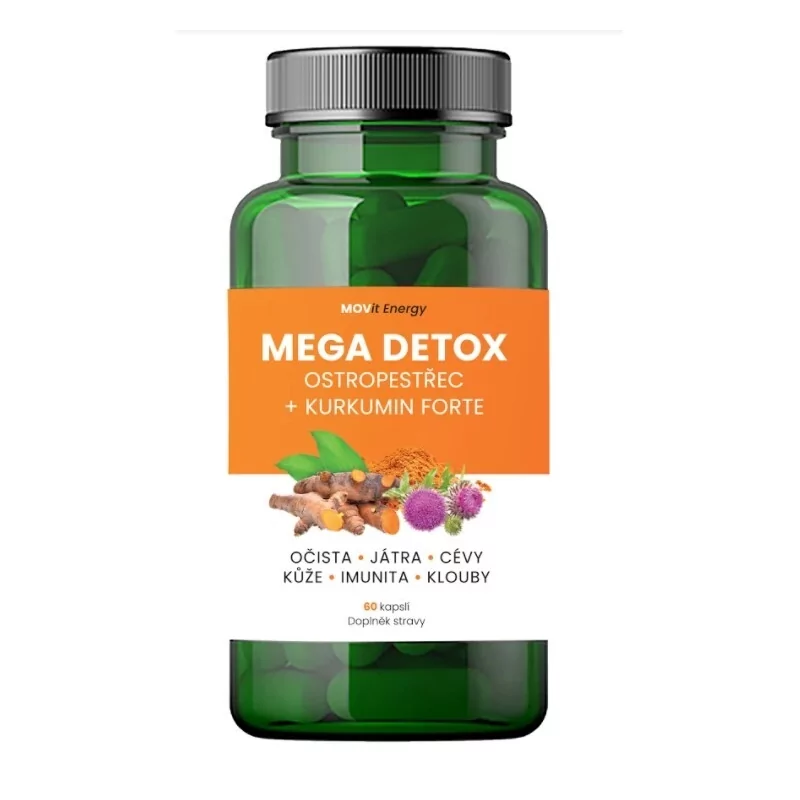 MOVit Mega Detox Ostropestřec + Kurkumin FORTE, MOVit Energy - 60 kapslí