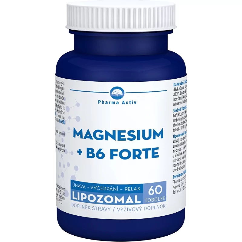 Lipozomální Magnesium + B6 forte Pharma Activ - 60 tobolek