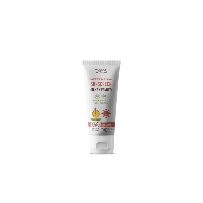 Opalovací tělové mléko Mango Baby & Family SPF 50 (Tanning Body Lotion) WoodenSpoon - 100 ml