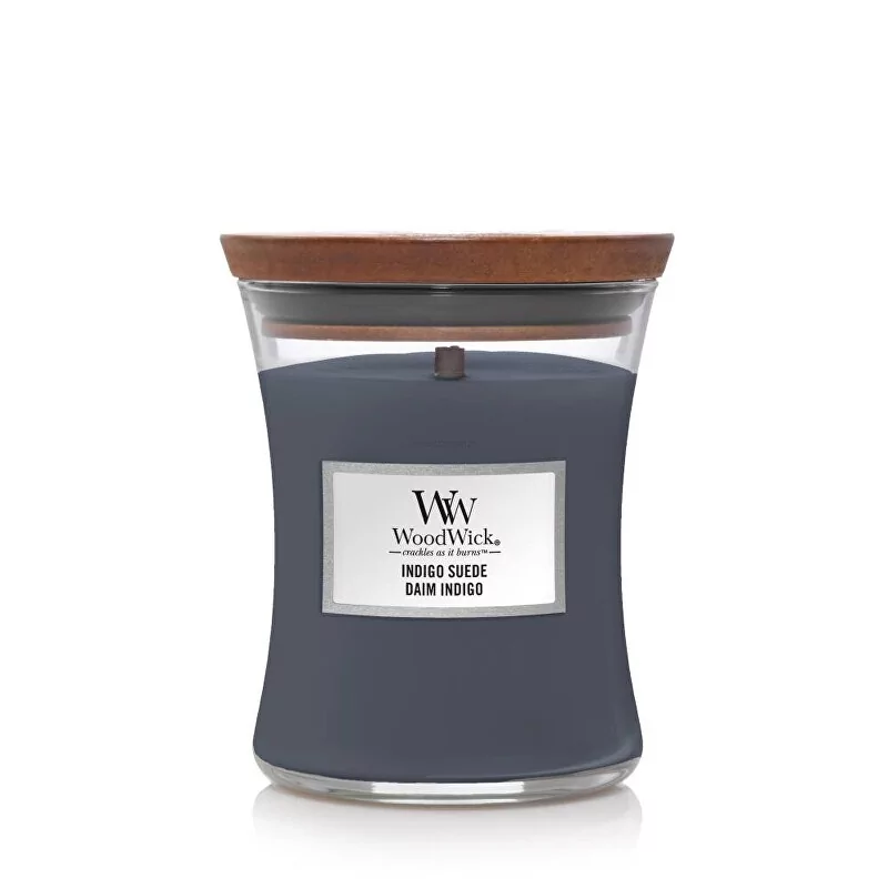 Vonná svíčka váza střední Indigo Suede WoodWick - 275 g