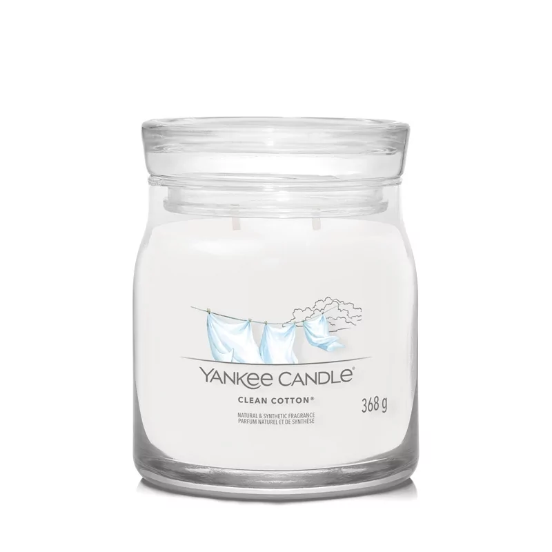 Aromatická svíčka Signature sklo střední Clean Cotton Yankee Candle - 368 g