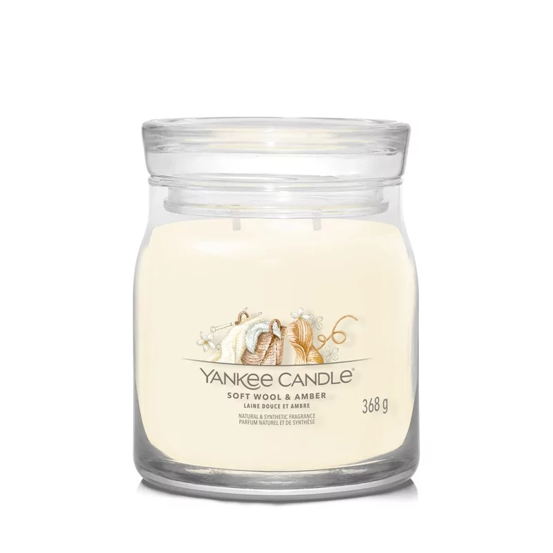 Aromatická svíčka Signature sklo střední Soft Wool & Amber Yankee Candle - 368 g