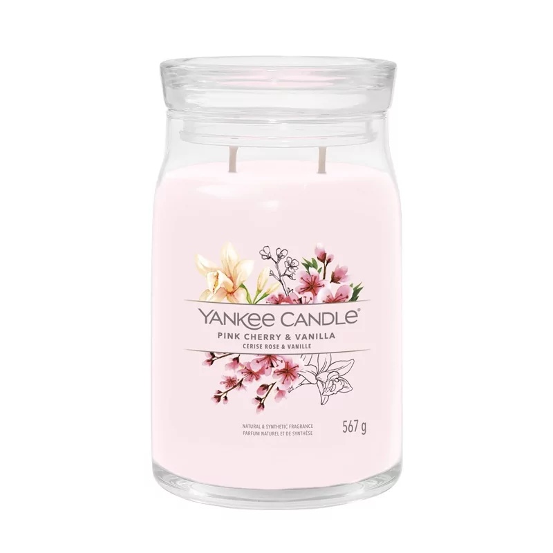 Aromatická svíčka Signature sklo velké Pink Cherry & Vanilla Yankee Candle - 567 g