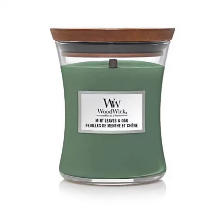 Vonná svíčka váza střední Mint Leaves & Oak WoodWick - 275 g