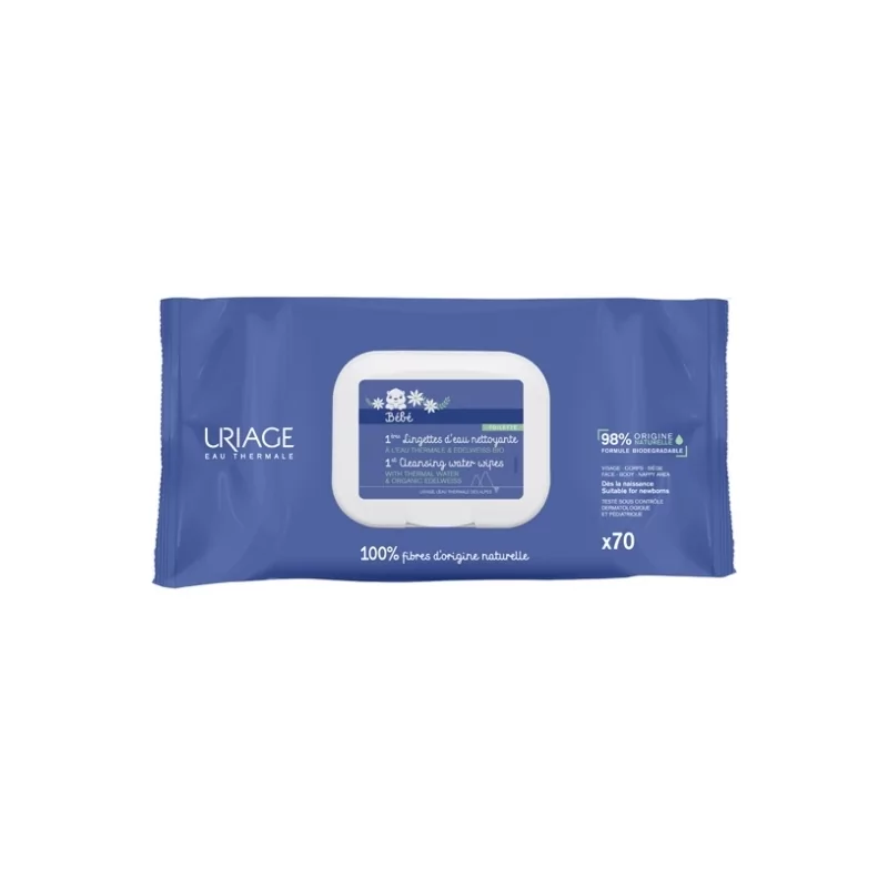 Čisticí ubrousky Bébé (1st Cleansing Water Wipes) Uriage - 70 ks