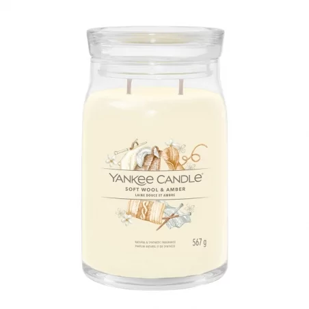 Aromatická svíčka Signature sklo velké Soft Wool & Amber Yankee Candle - 567 g