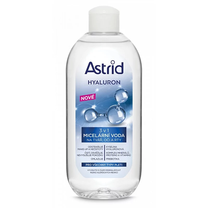 Micelární voda na tvář, oči a rty 3v1 Hyaluron Astrid - 400 ml