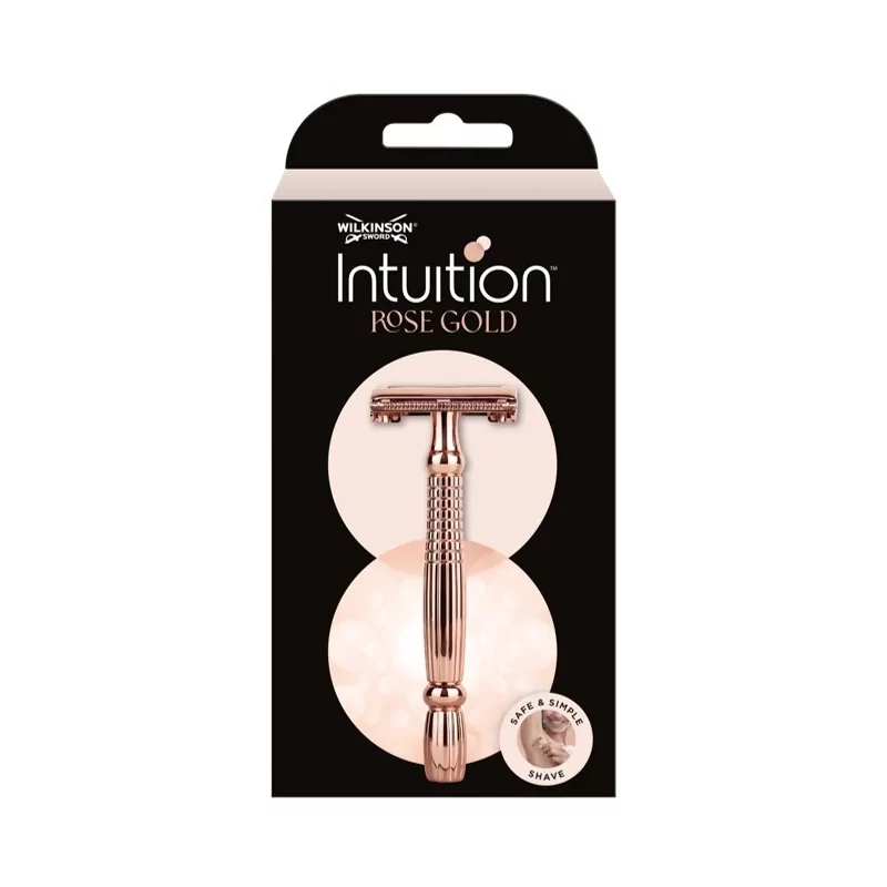 Dámský kovový holicí strojek Intuition Double Edge Rose Gold (Razor) + 10 žiletek Wilkinson Sword