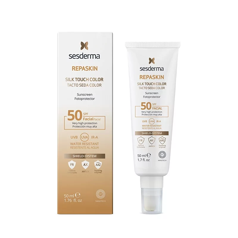 Tónovaný ochranný krém na obličej SPF 50 Repaskin Silk Touch Color Facial Sesderma - 50 ml