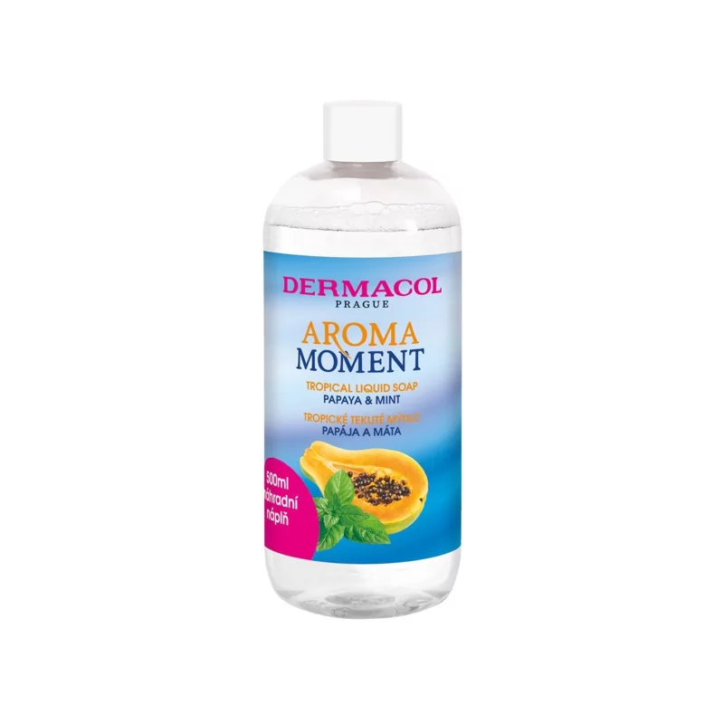 Náhradní náplň do tekutého mýdla na ruce Papája a máta Aroma Moment (Tropical Liquid Soap) Dermacol - 500 ml