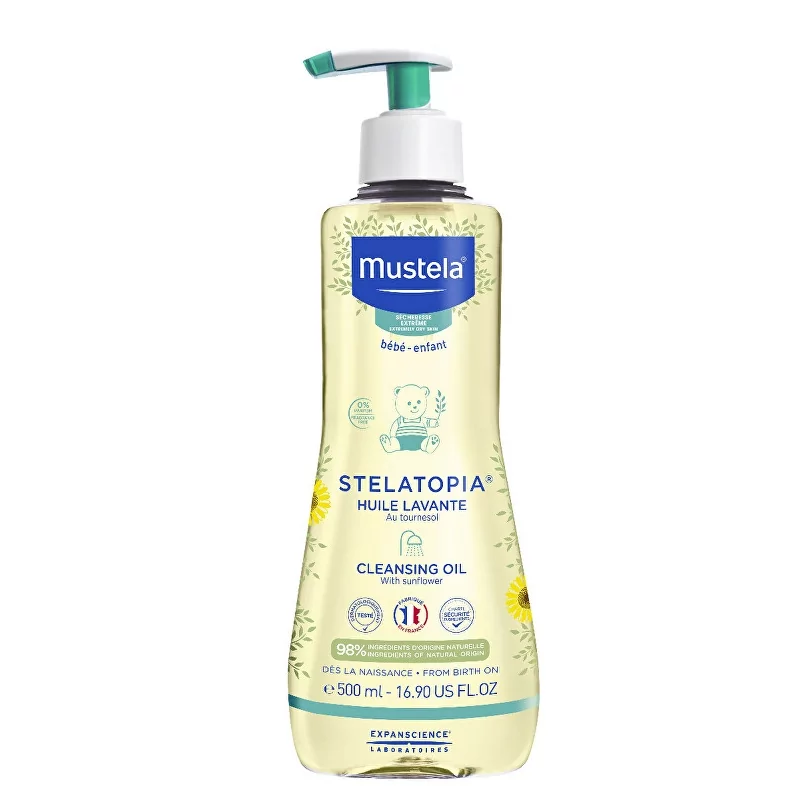 Dětský sprchový a koupelový olej pro extrémně suchou a atopickou pokožku Stelatopia (Cleansing Oil) Mustela - 500 ml