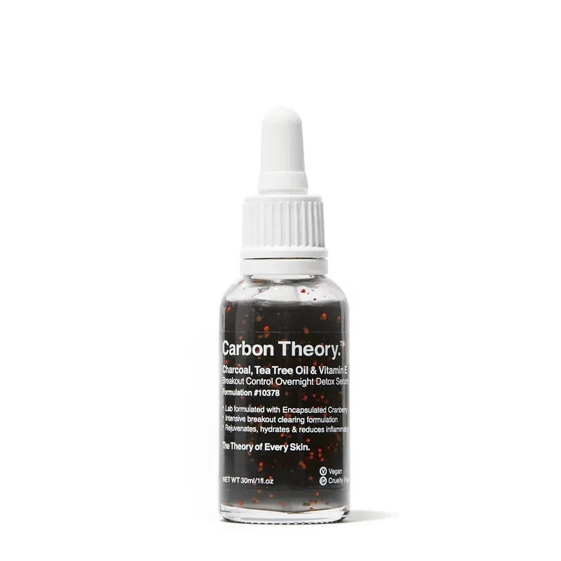 Noční detoxikační sérum Charcoal, Tea Tree Oil & Vitamin E Breakout Control (Overnight Detox Serum) Carbon Theory - 30 ml