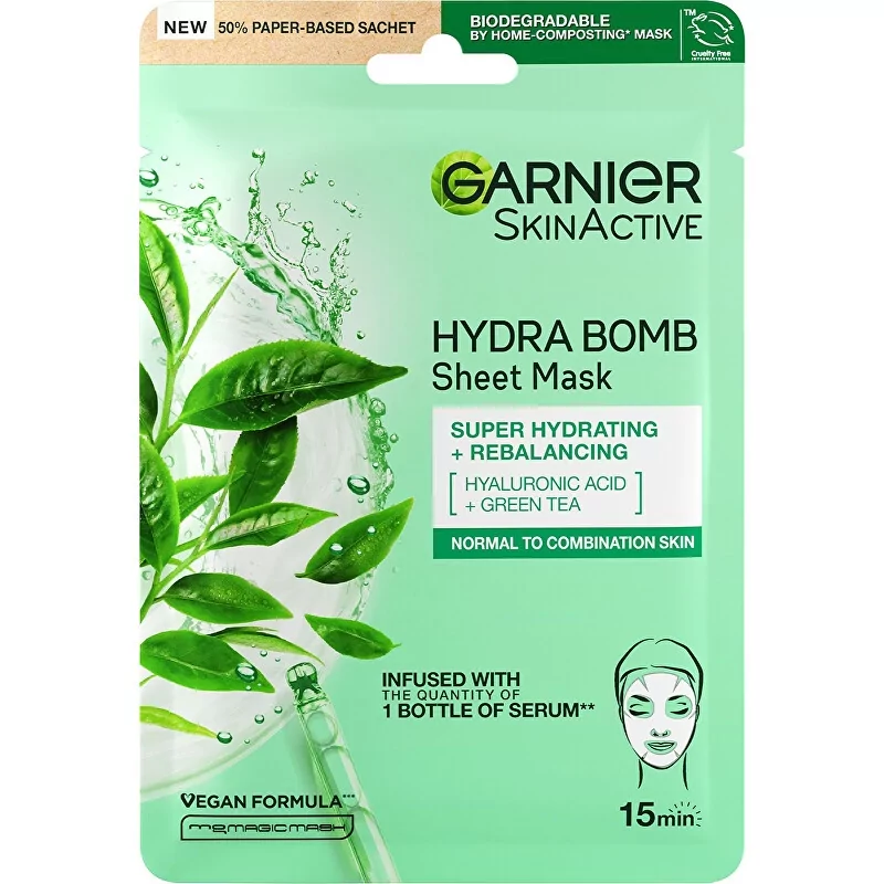 Superhydratační čisticí pleťová maska se zeleným čajem Moisture + Freshness (Tissue Super Hydrating & Purifying mask) Garnier - 