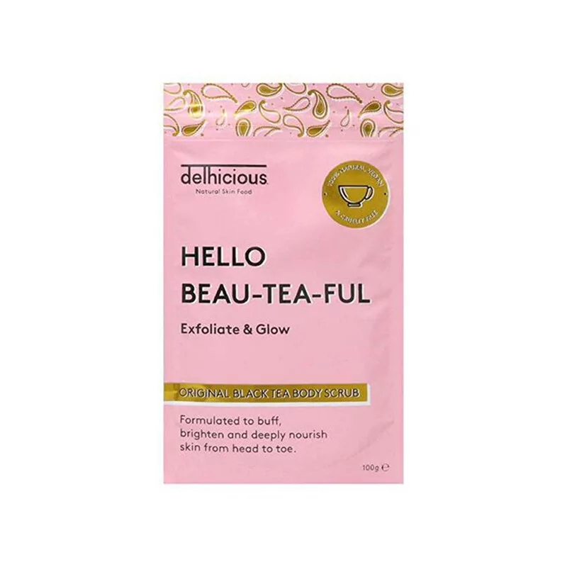 Tělový peeling Hello Beau-Tea-Ful Original (Black Tea Body Scrub) Delhicious - 100 g