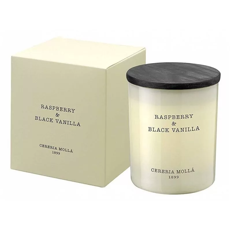 Vonná svíčka krémová Raspberry & Black Vanilla (Candle) Cereria Mollá - 230 g