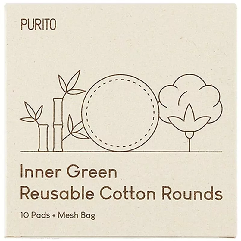 Bambusovo-bavlněné tamponky Inner Green (Reusable Cotton Rounds) PURITO - 10 ks