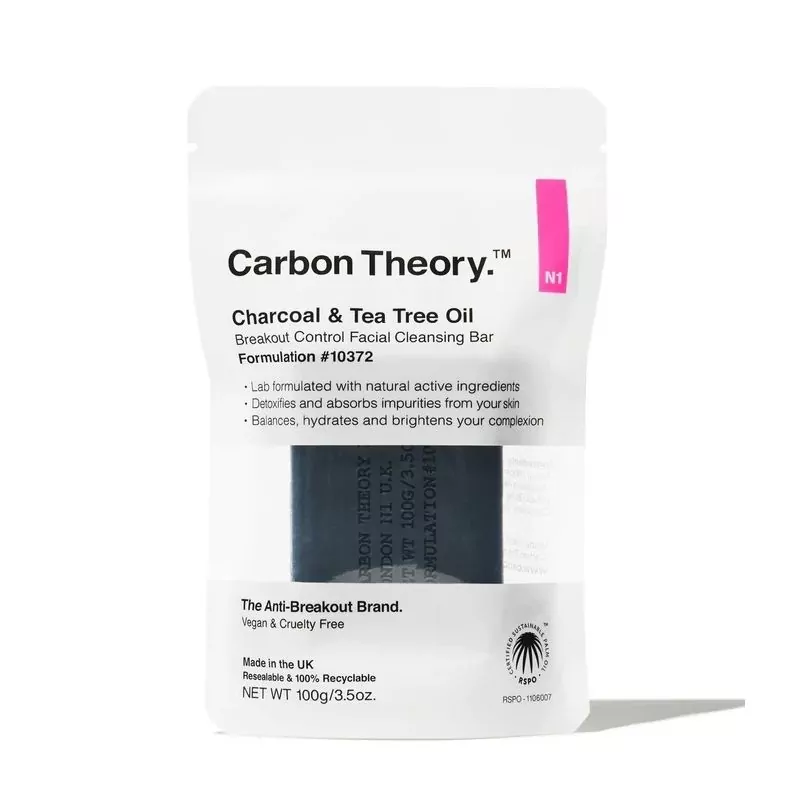 Čisticí pleťové mýdlo Charcoal & Tea Tree Oil Breakout Control (Facial Cleansing Bar) Carbon Theory - 100 g