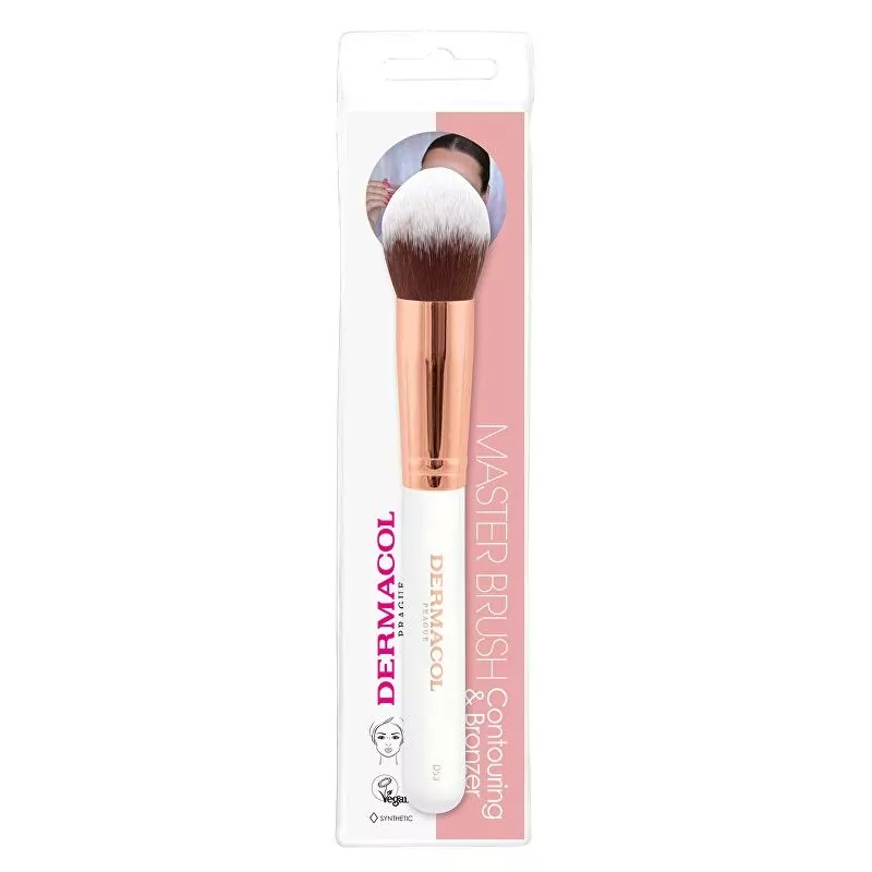 Kosmetický štětec na pudr a kontury s pouzdrem Rose Gold D53 Dermacol