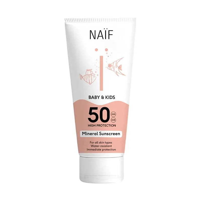 Ochranný krém na opalování pro děti a miminka SPF 50 Baby & Kids (Mineral Sunscreen) NAÏF - 100 ml