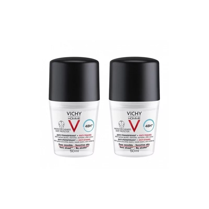 Sada kuličkových antiperspirantů pro muže s 48 hodinovým účinkem Homme 48h (Antiperspirant) Vichy - 2 x 50 ml